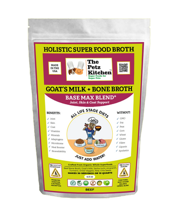 Goats Milk + Bone Broth Base Max* Joint, Skin & Coat Support Broth* The Petz Kitchen Dog & Cat